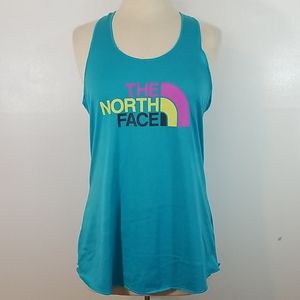 The North Face Logo Blue Racerback Tank Top size Large